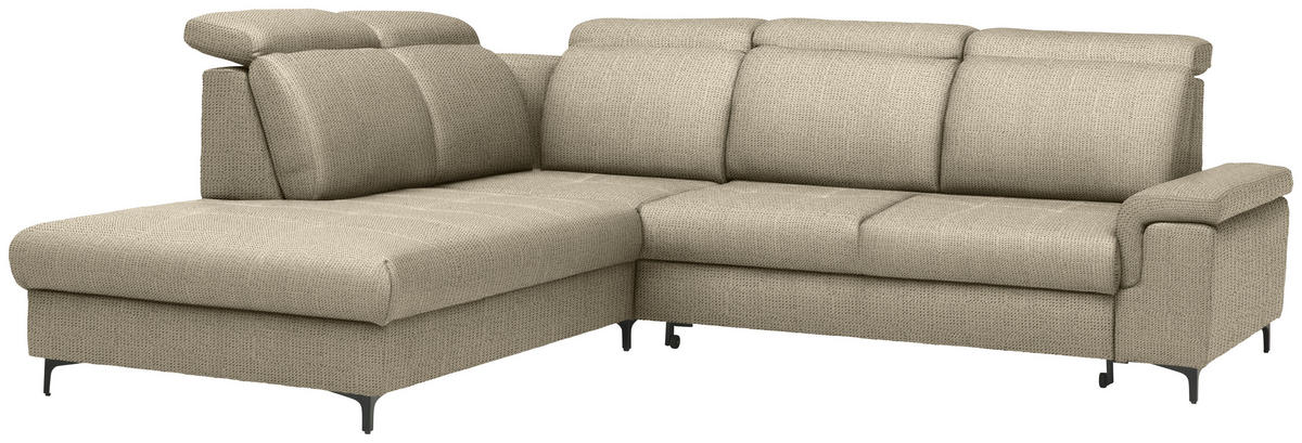 ECKSOFA Struktur Beige  - Beige/Schwarz, Design, Textil/Metall (270/292cm) - Stylife