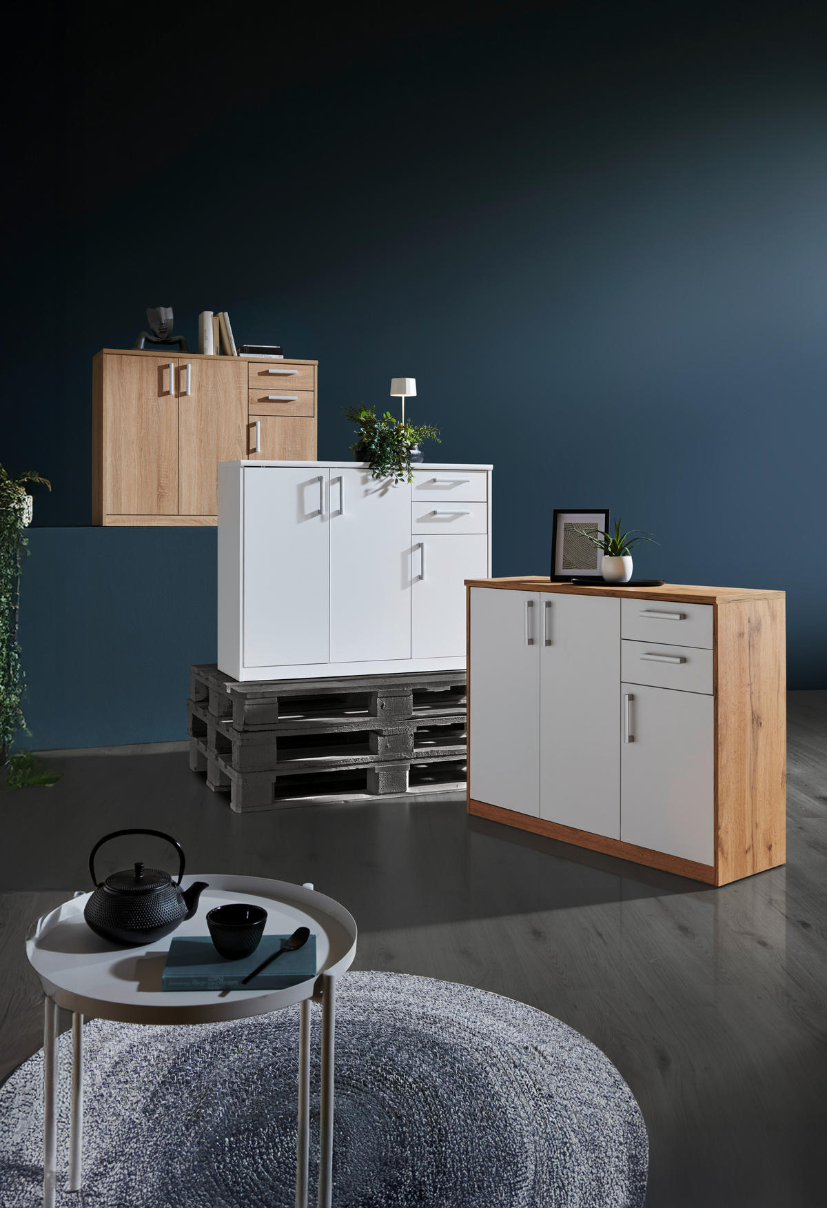 KOMMODE  in 106/84/36 cm  - Silberfarben/Schwarz, KONVENTIONELL, Holzwerkstoff/Metall (106/84/36cm) - Xora