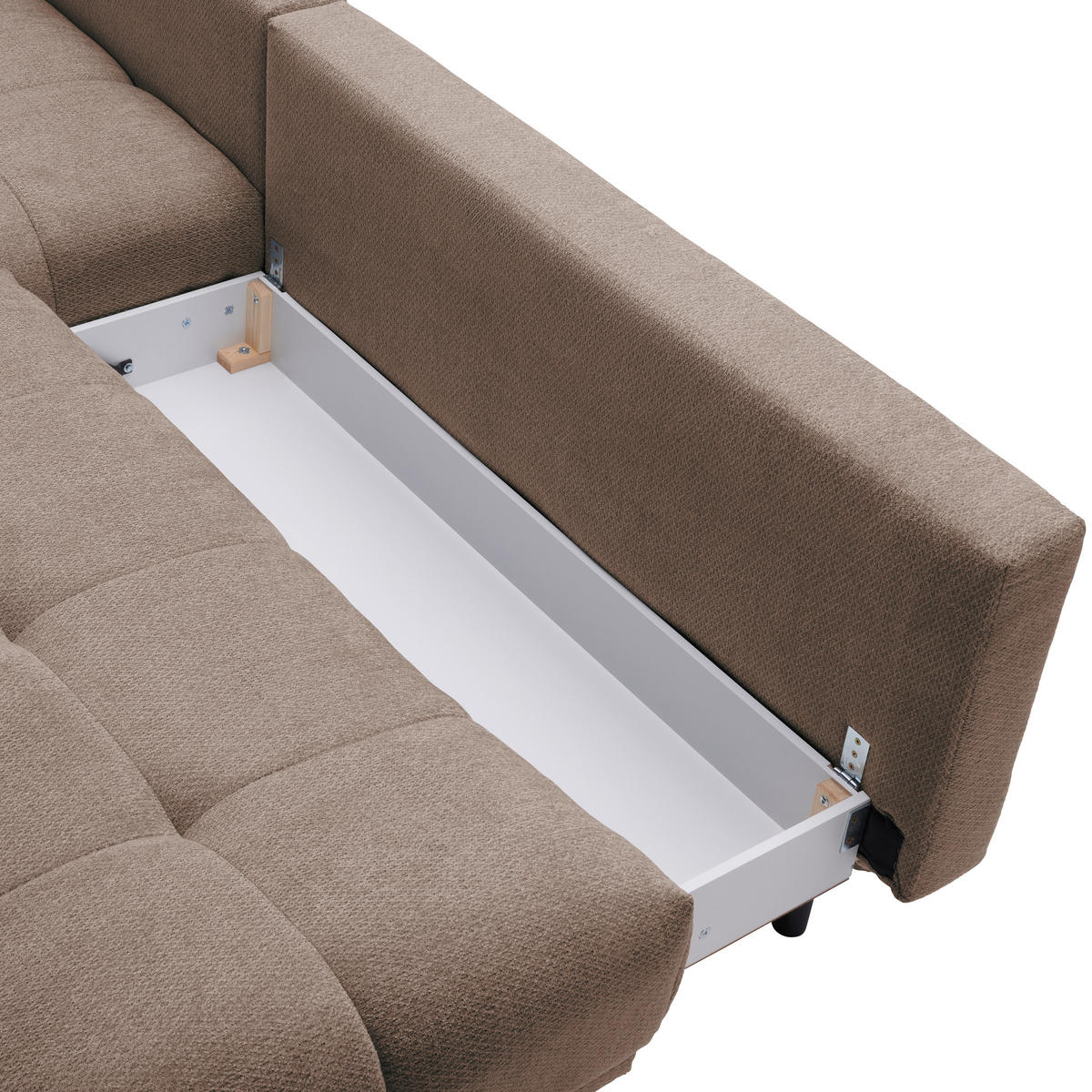 ECKSOFA in Chenille Hellbraun  - Hellbraun/Schwarz, Modern, Textil/Metall (182/290cm) - Hom`in