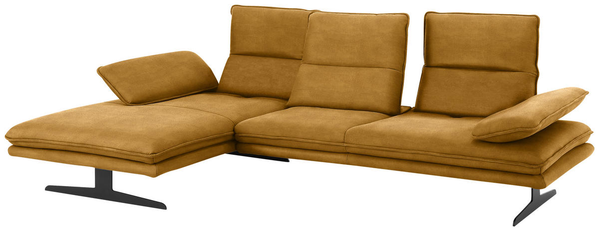 ECKSOFA Orange Mikrofaser  - Schwarz/Orange, Design, Textil/Metall (164/291cm) - Chilliano
