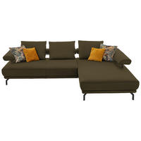 ECKSOFA in Echtleder Grün  305/224 cm  - Schwarz/Grün, Design, Leder/Metall (305/224cm) - Dieter Knoll