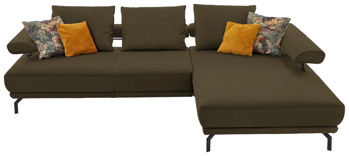 ECKSOFA in Echtleder Grün  305/224 cm  - Schwarz/Grün, Design, Leder/Metall (305/224cm) - Dieter Knoll