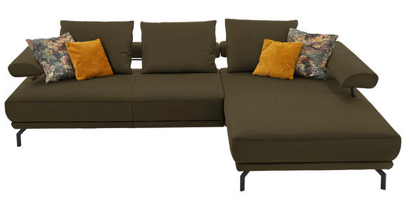 ECKSOFA in Echtleder Grün  - Schwarz/Grün, Design, Leder/Metall (305/224cm) - Dieter Knoll