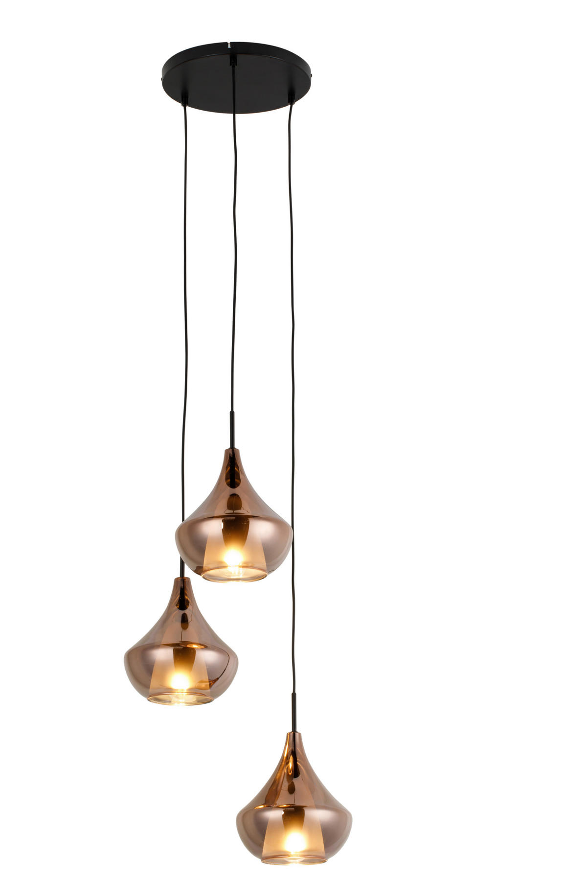 HÄNGELEUCHTE Sinj 48/175 cm  - Roségold/Schwarz, Design, Glas/Metall (48/175cm) - Novel