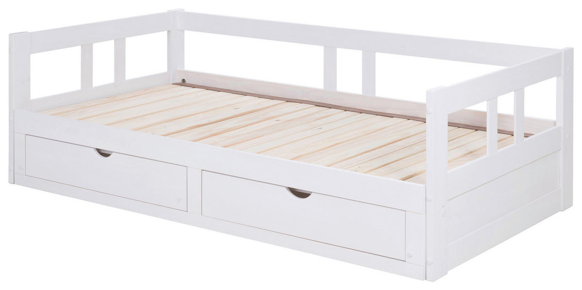 AUSZIEHBETT 90/200 cm Weiss  - Weiss/Naturfarben, Romantik / Landhaus, Holz/Holzwerkstoff (90/200cm) - MID.YOU