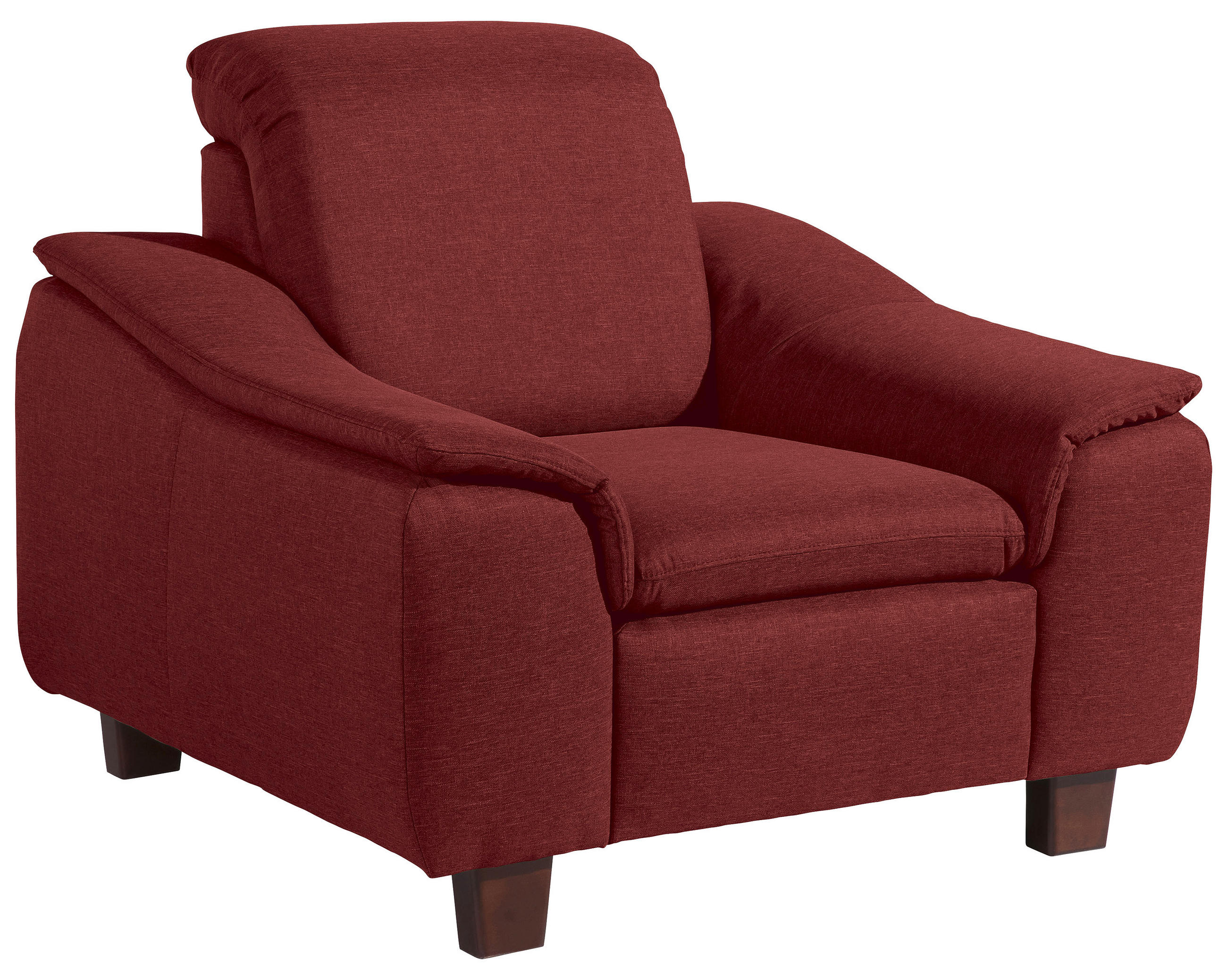 SESSEL Flachgewebe Rot    - Rot/Nussbaumfarben, Design, Holz/Textil (100/87/82cm) - Max Winzer
