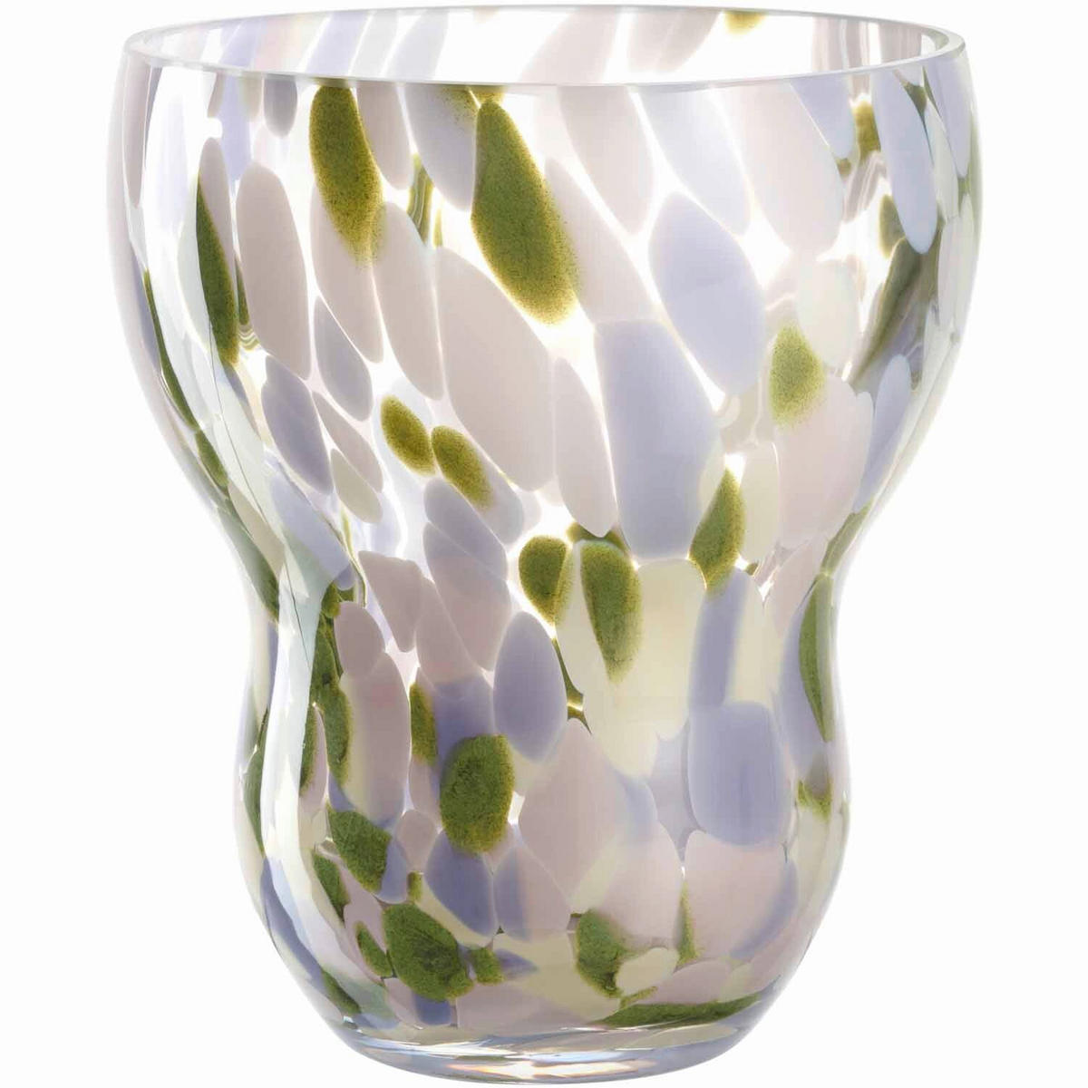 VÁZA 15 cm  - fehér/orgona, Design, üveg (13/15/13cm) - Leonardo