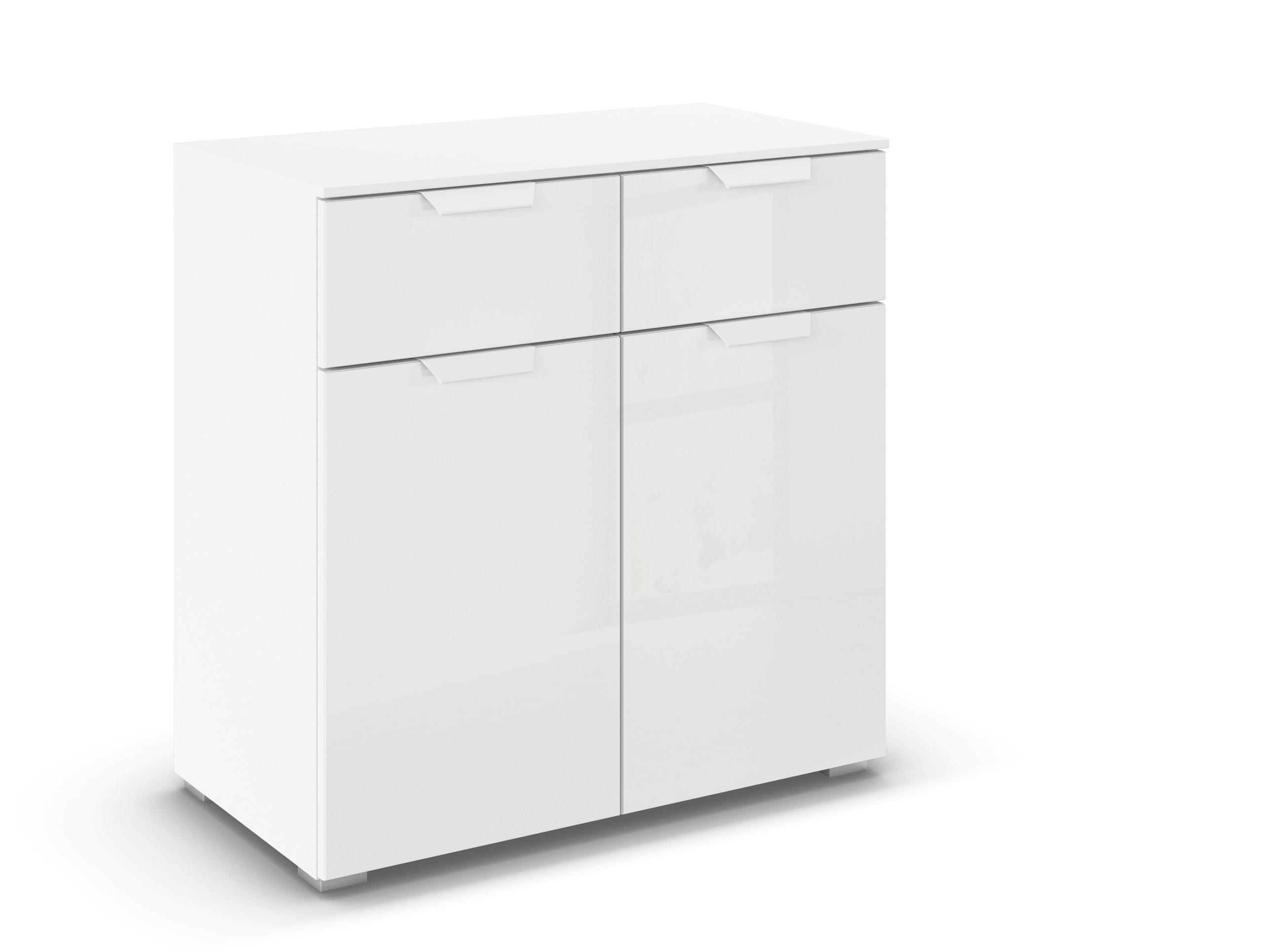 KOMMODE in 80/81/42 cm - Weiß, Design, Glas/Holzwerkstoff (80/81/42cm) - Carryhome
