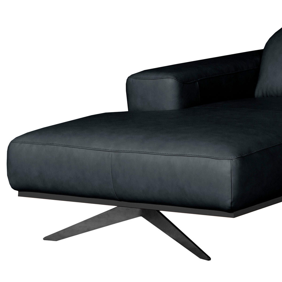 ECKSOFA  in Echtleder Blau  187/295 cm  - Blau/Schwarz, Design, Leder/Metall (187/295cm) - Livetastic
