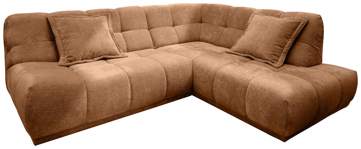ECKSOFA ITALIA Koralle Chenille Hocker  - Koralle/Schwarz, MODERN, Kunststoff/Textil (254/203cm) - Livetastic