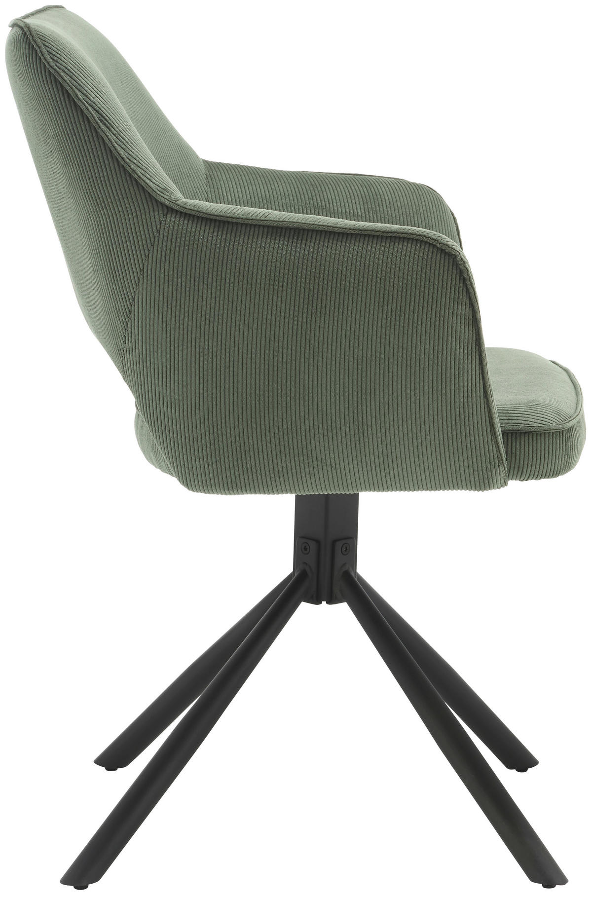 ARMLEHNSTUHL  in Eisen Cord  - Schwarz/Olivgrün, MODERN, Textil/Metall (61/85/61cm) - Livetastic