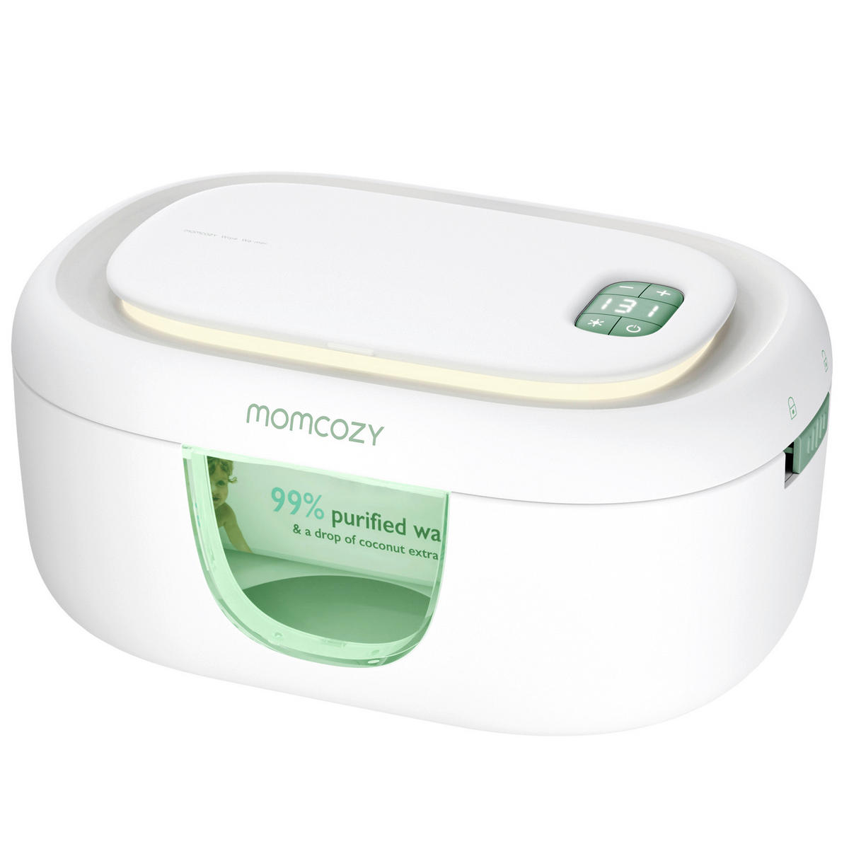 BABYPFLEGESET 3-teilig Feuttücherbox  - Weiß Hochglanz, Basics, Kunststoff (26,5/16,3/11,5cm) - Momcozy