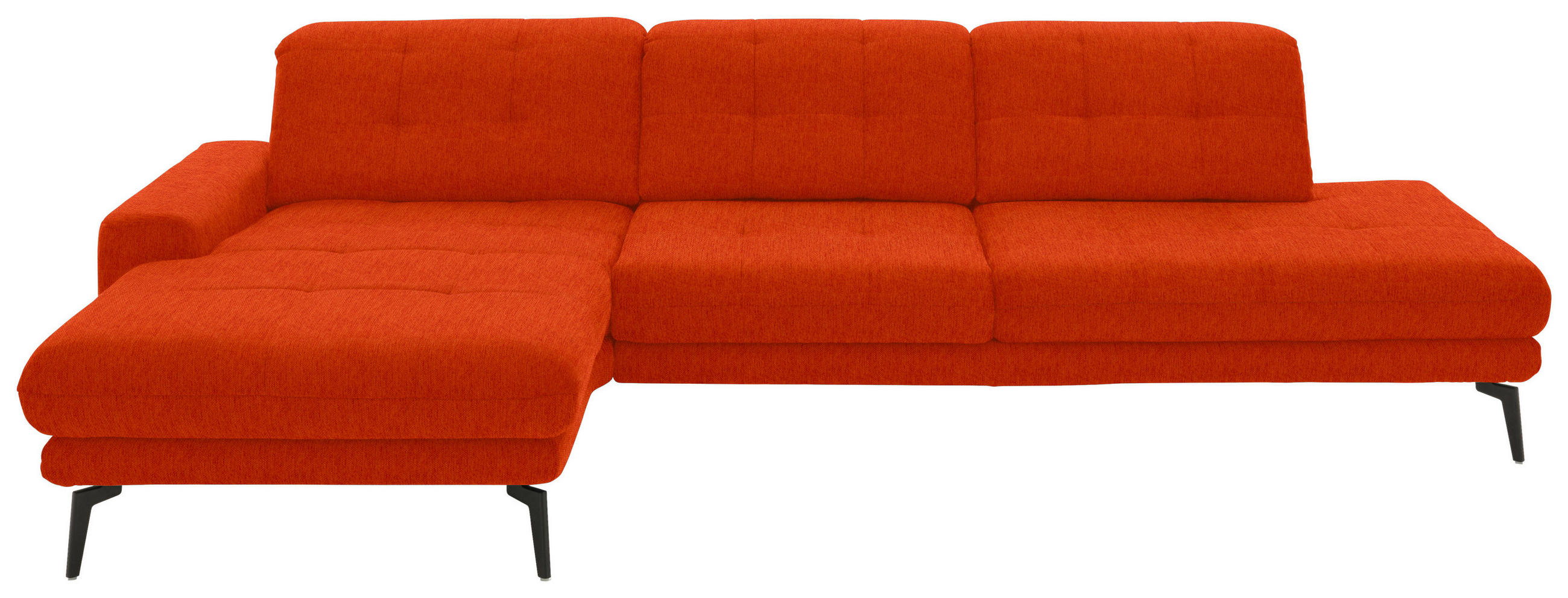 ECKSOFA in Flachgewebe Orange  190/309 cm  - Schwarz/Orange, Design, Textil/Metall (190/309cm) - Beldomo Style