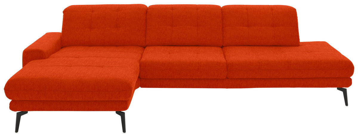 ECKSOFA in Flachgewebe Orange  - Schwarz/Orange, Design, Textil/Metall (190/309cm) - Beldomo Style
