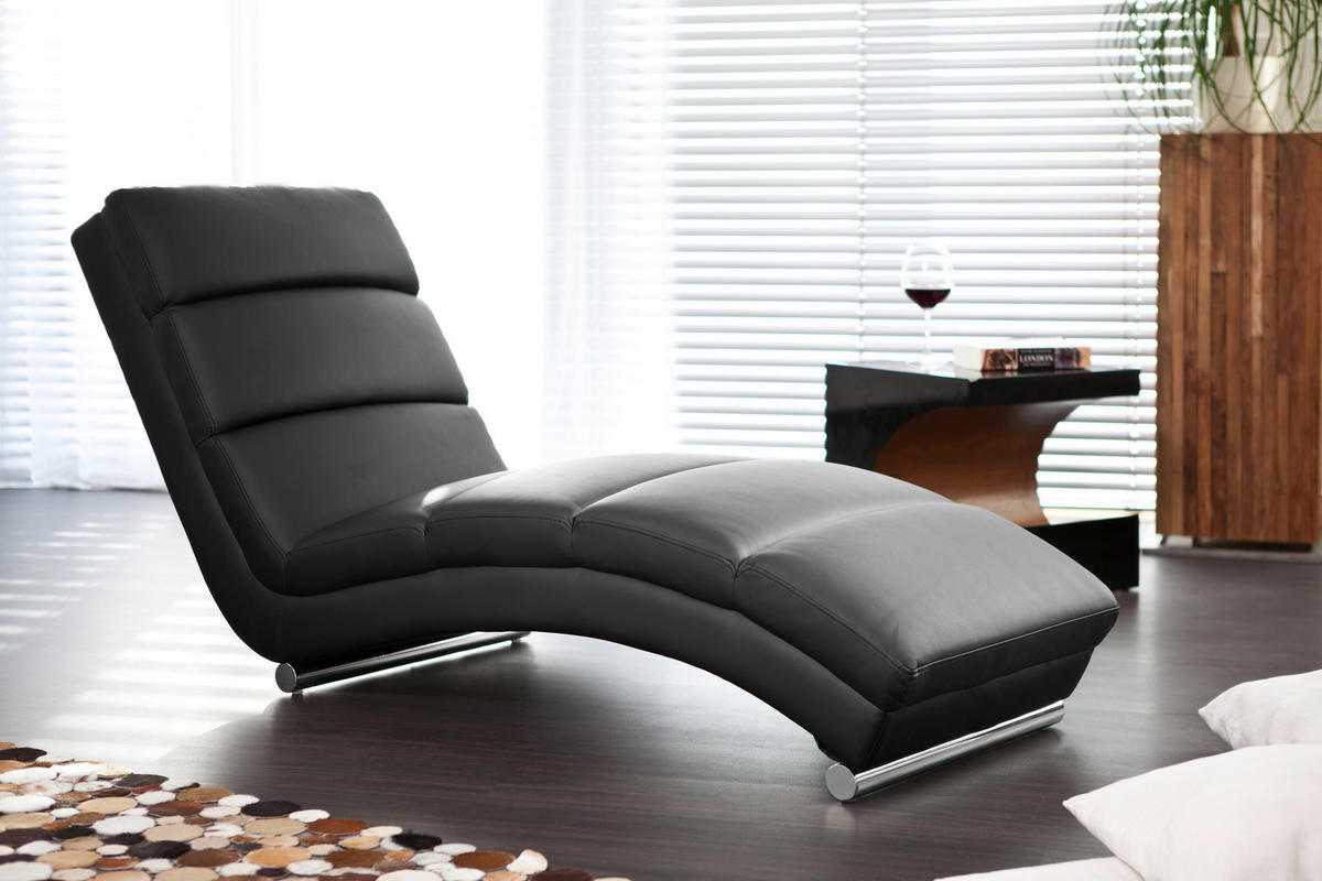 RELAXLIEGE in Lederlook Schwarz  - Silberfarben/Schwarz, MODERN, Textil/Metall (60/81/171cm) - Livetastic
