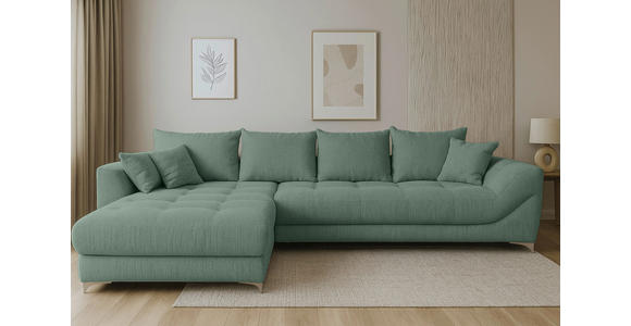 ECKSOFA  in Chenille Waldgrün  227/329 cm  - Waldgrün/Chromfarben, KONVENTIONELL, Textil/Metall (227/329cm) - Carryhome