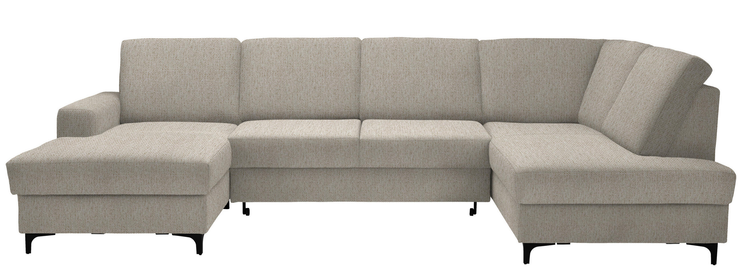 WOHNLANDSCHAFT Beige Webstoff  - Beige/Schwarz, KONVENTIONELL, Textil/Metall (167/317/185cm) - Stylife