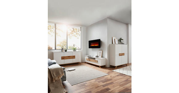SIDEBOARD Eiche massiv Weiß, Eichefarben Einlegeböden  - Eichefarben/Weiß, Design, Holz/Holzwerkstoff (178/89/40cm) - Xora