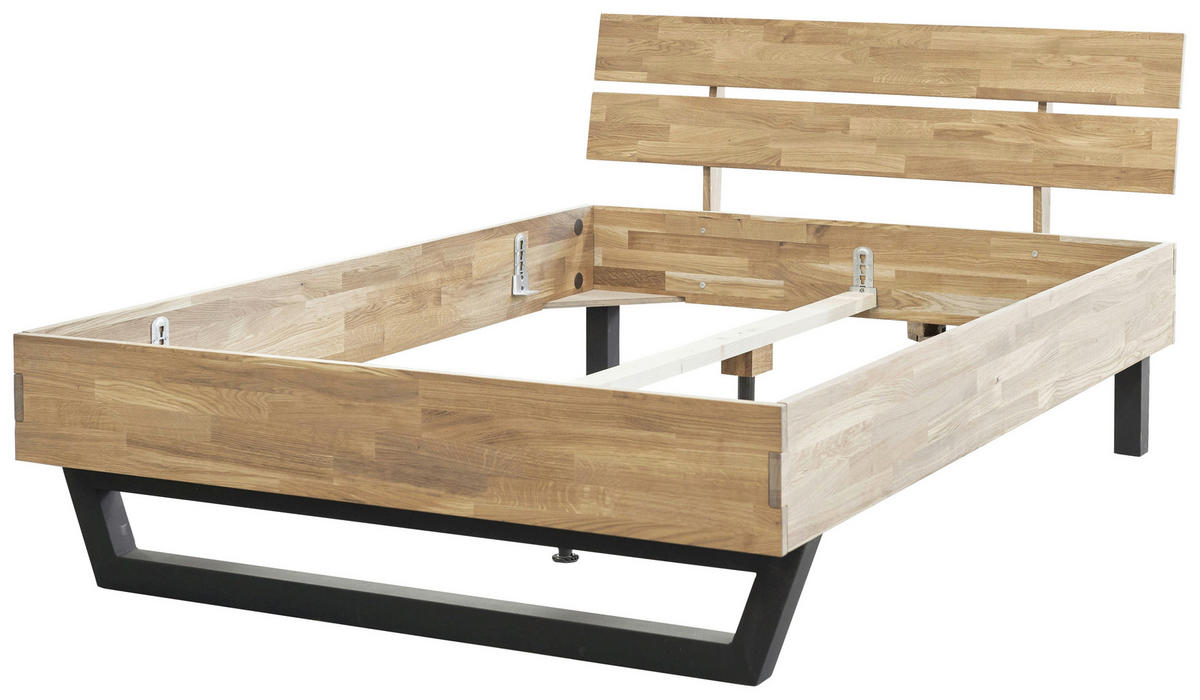BETT 140/200 cm  in Eichefarben  - Eichefarben/Schwarz, MODERN, Holz/Metall (140/200cm) - MID.YOU