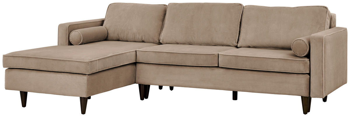 ECKSOFA Hellbraun Cord  - Hellbraun/Eichefarben, MODERN, Holz/Textil (178/261cm) - Livetastic
