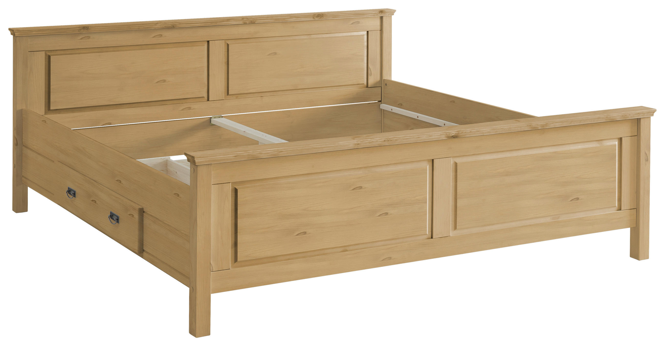 BETT 200/200 cm,  in Laugenfarbig, Bettschublade,  - Laugenfarbig, ROMANTIK / LANDHAUS, Holz (200/200cm) - Boxxx