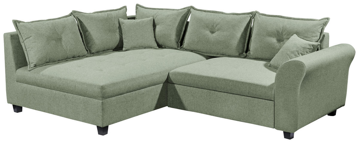 HÖRNSOFFA i vävt tyg grön  - grön/svart, Modern, textil/plast (175/252cm) - Livetastic