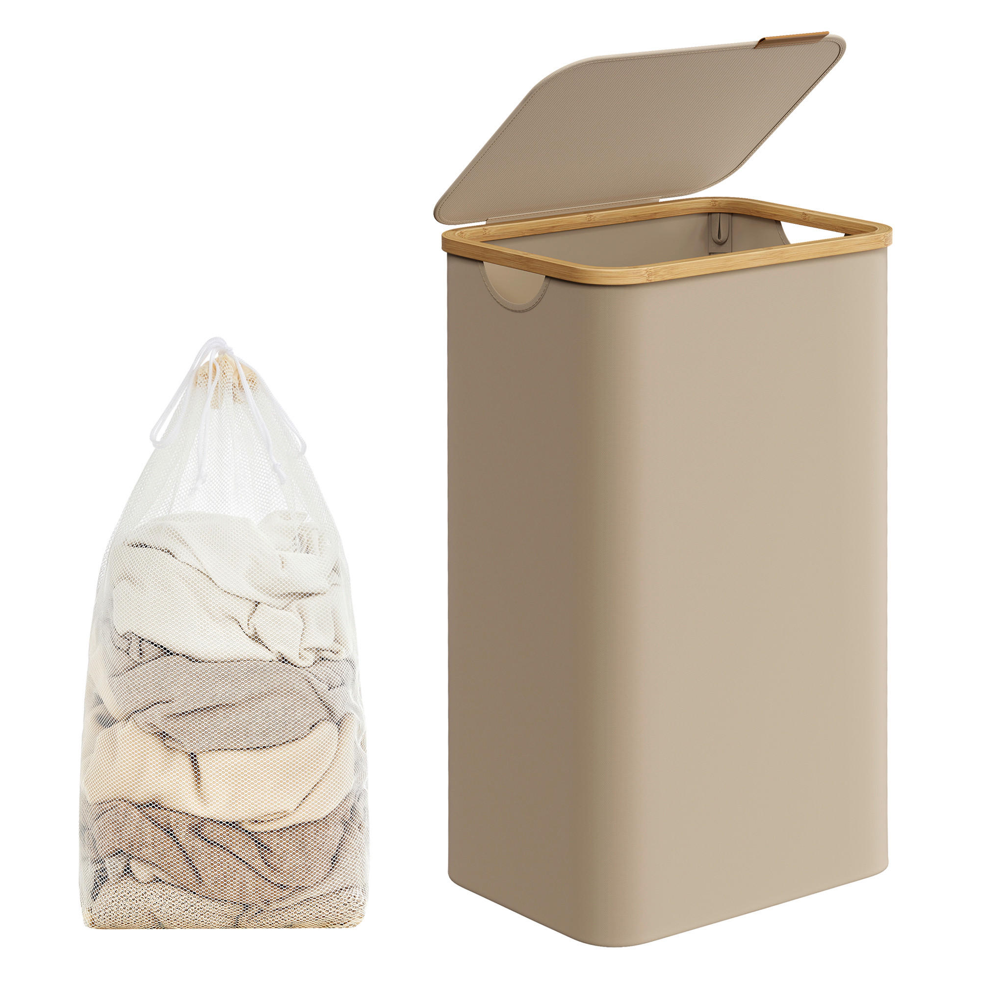 WÄSCHEKORB - Hellbraun, Basics, Holz/Papier (42/70,5/32cm)