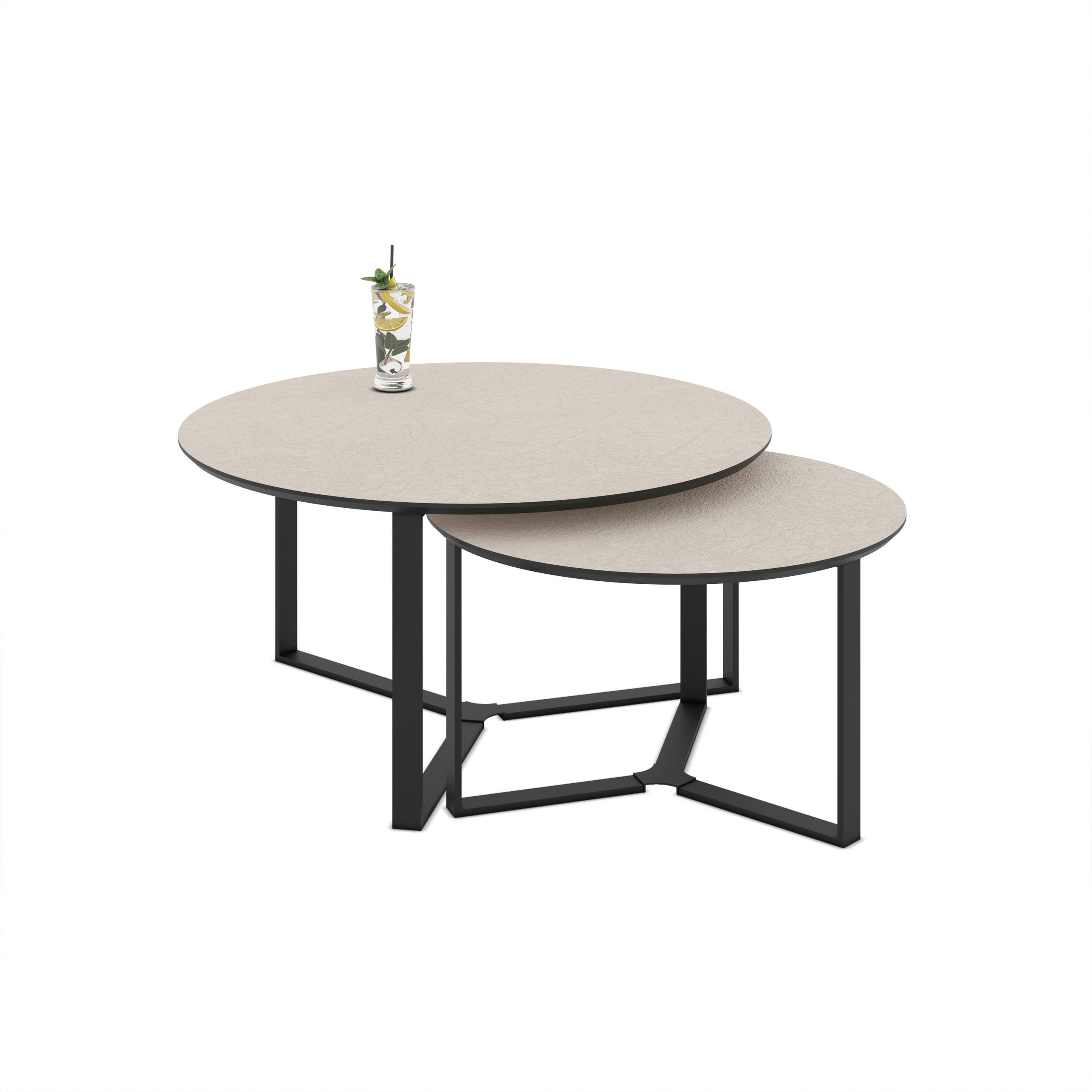 COUCHTISCH 80/80/45 cm rund Kaschmir  - Kaschmir/Schwarz, Design, Holzwerkstoff/Metall (80/80/45cm) - Livetastic