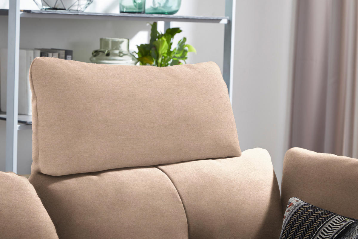ECKSOFA in Flachgewebe Hellbraun  - Hellbraun/Schwarz, Design, Textil/Metall (157/344cm) - Chilliano