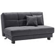 SCHLAFSOFA Mikrovelours Schwarz  - Schwarz, KONVENTIONELL, Textil/Metall (145/85/100cm) - Carryhome