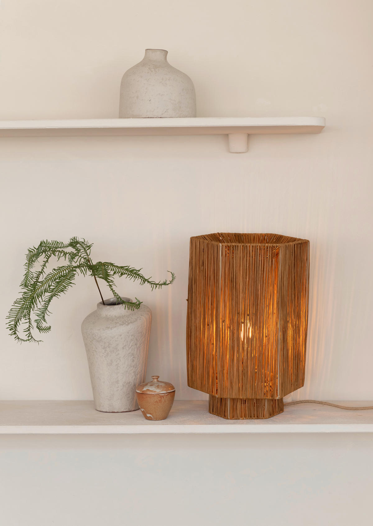 STOLNÁ LAMPA, nožný spínač, E27, 22/22/36 cm - hnedá, Basics, prírodné materiály (22/22/36cm) - Good & Mojo