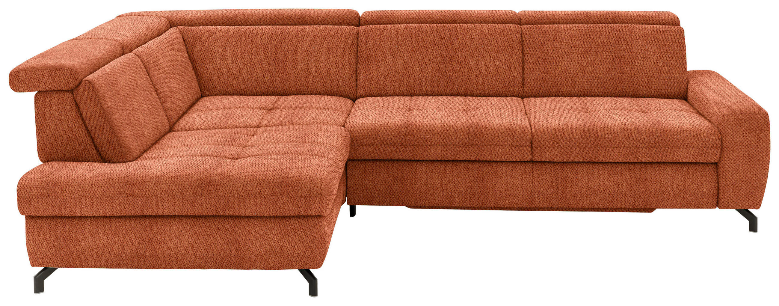 ECKSOFA Terracotta Chenille  - Terracotta/Schwarz, Design, Textil/Metall (220/310cm) - Beldomo Style