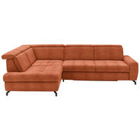 ECKSOFA in Chenille Terracotta  - Terracotta/Schwarz, Design, Textil/Metall (220/310cm) - Beldomo Style