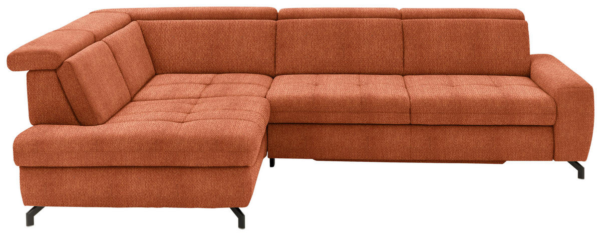 ECKSOFA in Chenille Terracotta  - Terracotta/Schwarz, Design, Textil/Metall (220/310cm) - Beldomo Style