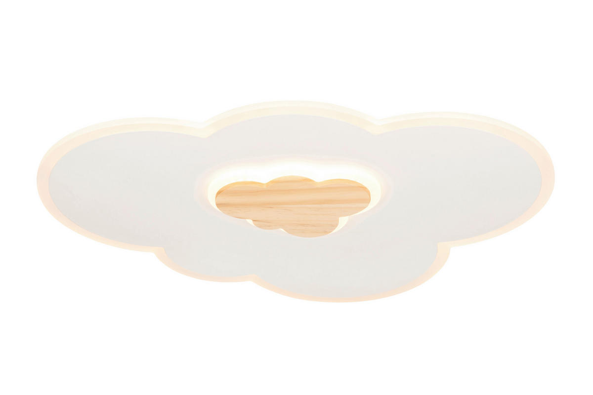LED-TAKLAMPA Chicago 35 W 60/45/6 cm  - vit/naturfärgad, Lifestyle, metall/trä (60/45/6cm) - Novel