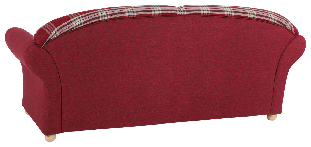 3-SITZER-SOFA in Flachgewebe Rot  - Buchefarben/Rot, Design, Holz/Textil (202/85/81cm) - Max Winzer