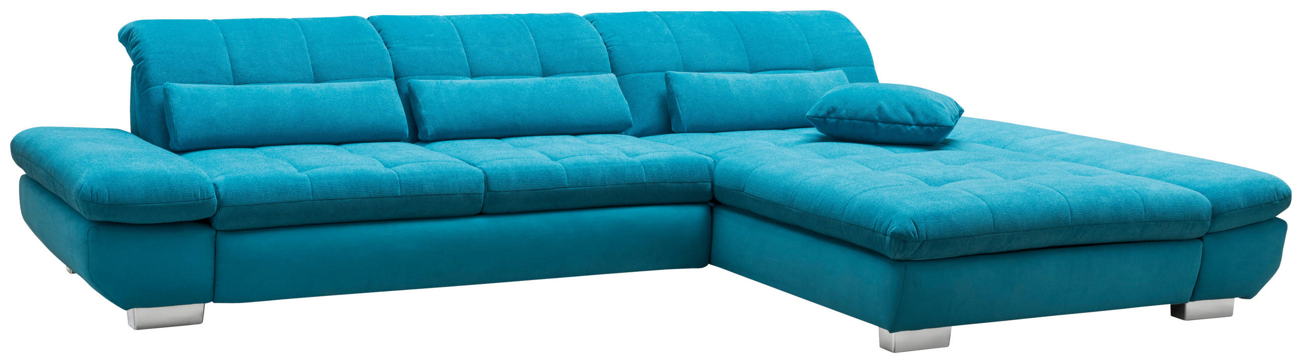 ECKSOFA Türkis Mikrofaser  - Türkis/Schwarz, Design, Textil/Metall (204/341cm) - Xora