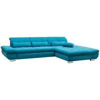 ECKSOFA Türkis Mikrofaser  - Türkis/Schwarz, Design, Textil/Metall (204/341cm) - Xora