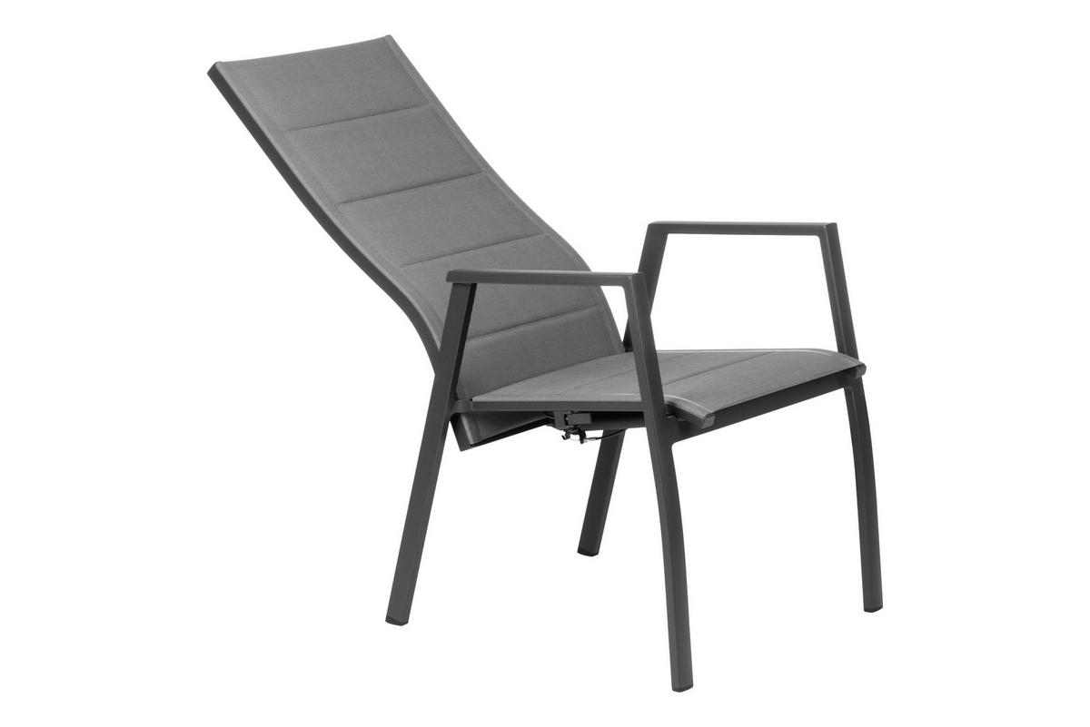 GARTENSESSEL Metall, Textil Anthrazit, Dunkelgrau  - Dunkelgrau/Anthrazit, Konventionell, Textil/Metall (56/110/65cm) - Amatio