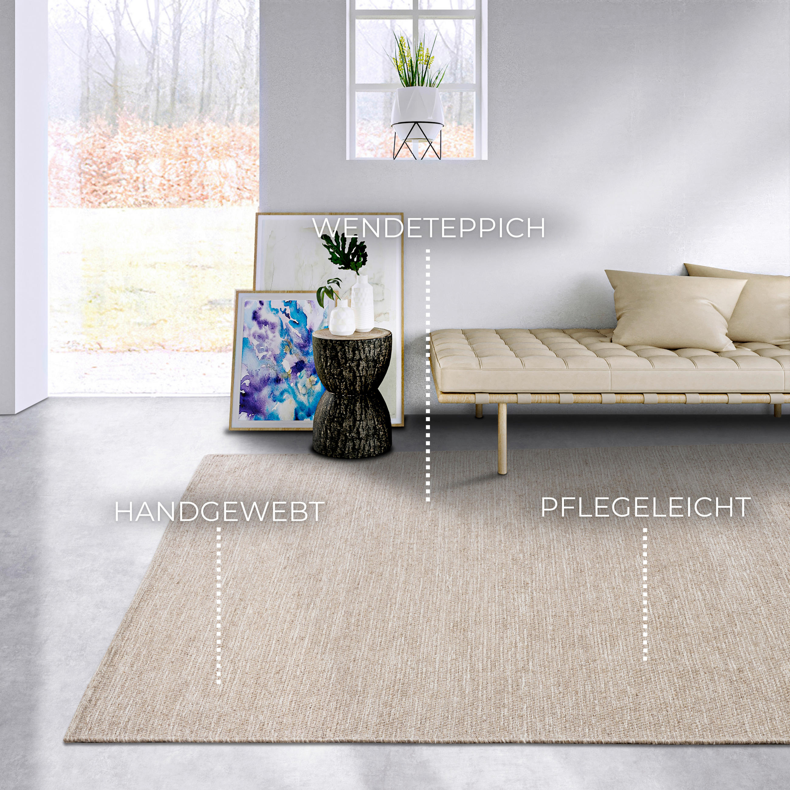 WEBTEPPICH 120/170/170 cm Delhi Creme, Beige  - Beige/Creme, Basics, Textil (120/170/170cm) - Elle Decoration
