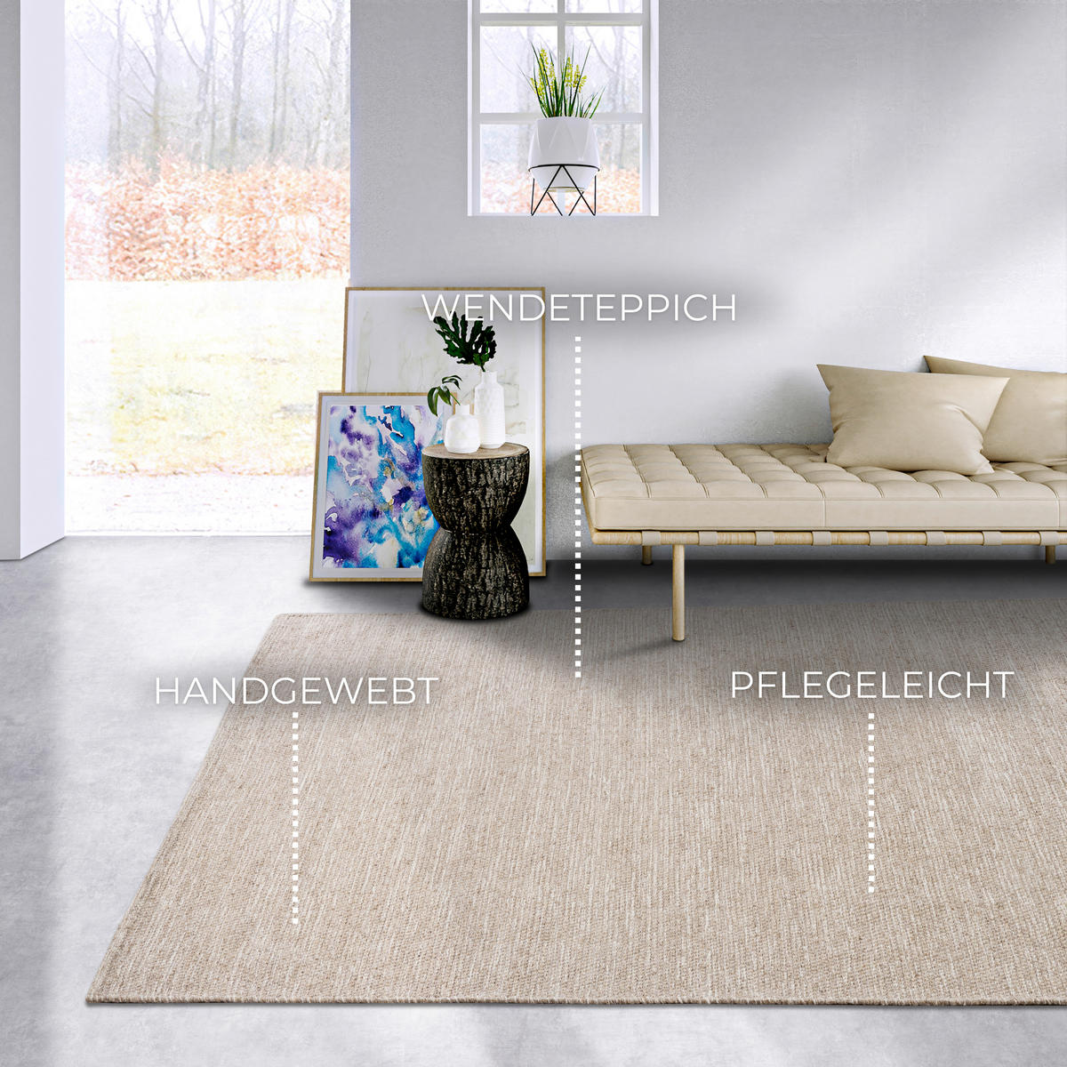 WEBTEPPICH 160/230/230 cm Delhi Creme, Beige  - Beige/Creme, Basics, Textil (160/230/230cm) - Elle Decoration