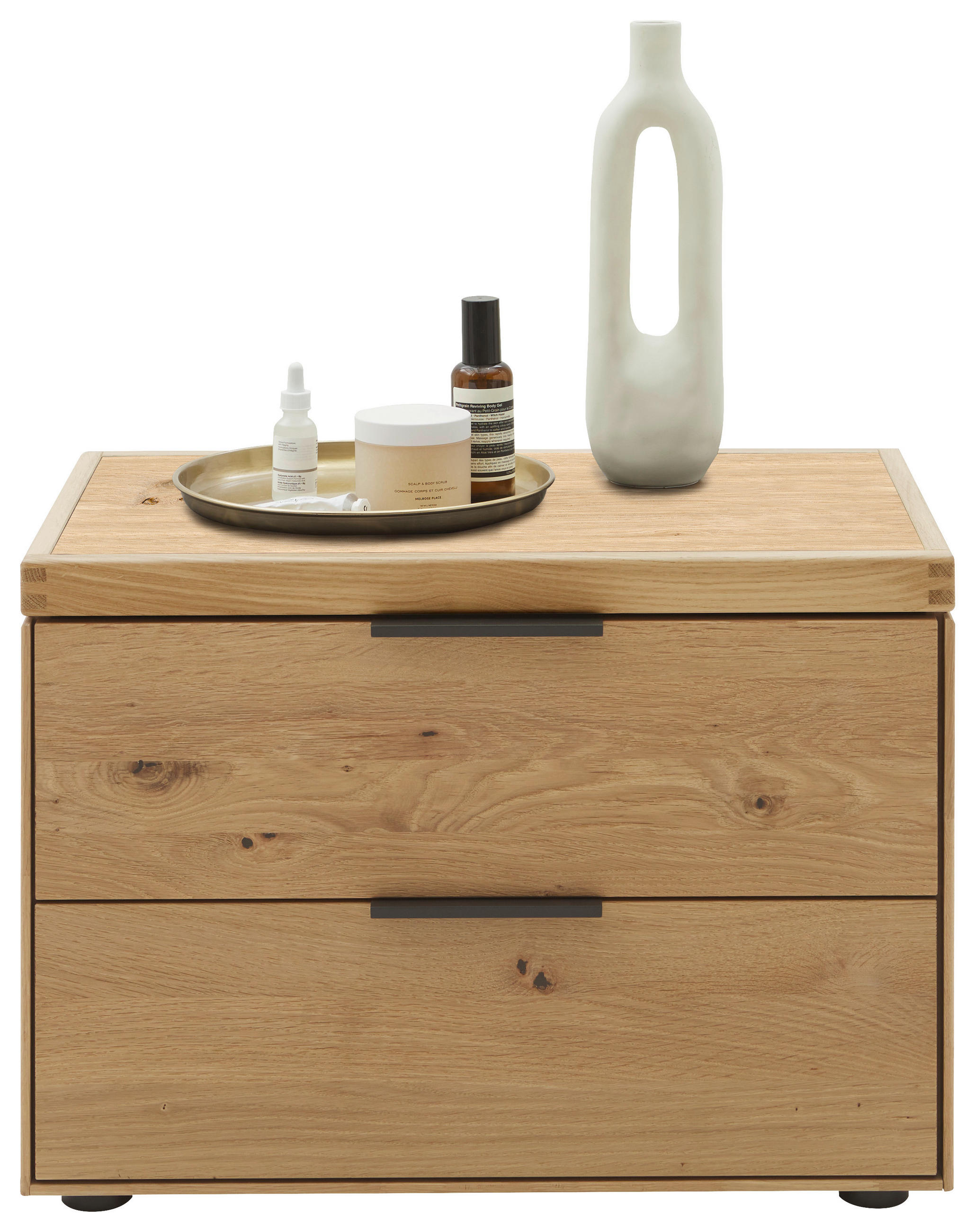 NACHTKÄSTCHEN in massiv Wildeiche Wildeiche  - Wildeiche/Schwarz, Design, Holz/Metall (65/47/44,2cm) - Valnatura