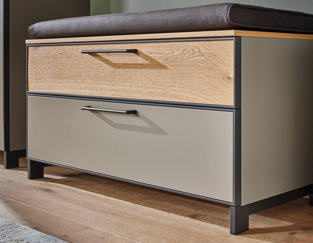 GARDEROBENBANK 84/44/40 cm  - Wildeiche/Fango, Design, Holzwerkstoff/Metall (84/44/40cm) - Dieter Knoll