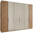 DREHTÜRENSCHRANK 300/216/58 cm,  in Champagner, Eiche Bianco, 6-türig  - Schieferfarben/Eiche Bianco, KONVENTIONELL, Glas/Holzwerkstoff (300/216/58cm) - Dieter Knoll