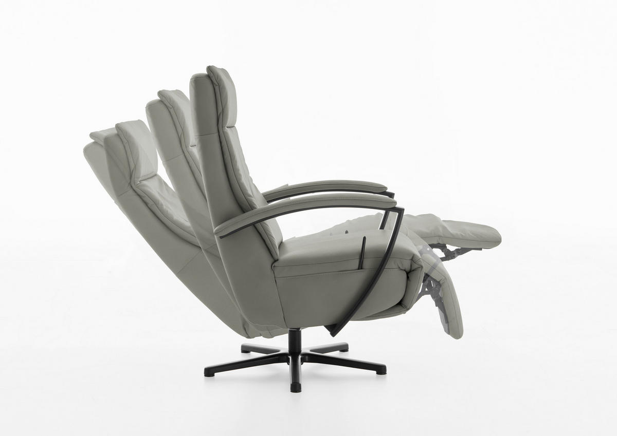 RELAXSESSEL in Leder Grau  - Schwarz/Grau, Design, Leder/Metall (76/112/83cm) - Beldomo Speed