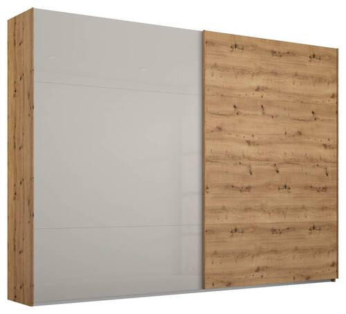 GARDEROB MED SKJUTDÖRRAR 271/223/68 cm 2-dörrar - grå/ekfärgad, Design, metall/trämaterial (271/223/68cm) - Rauch Möbel
