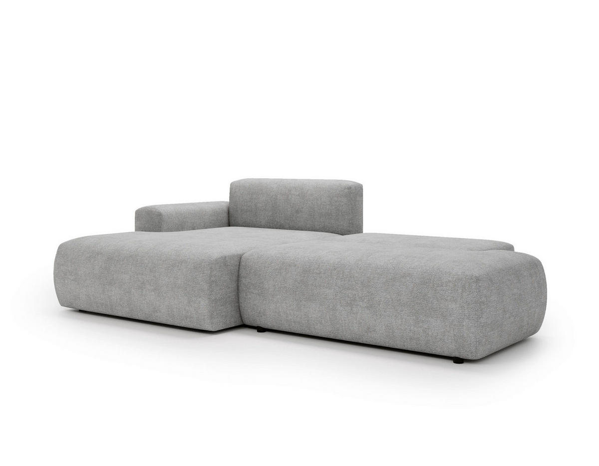 ECKSOFA REVE in Chenille Hellgrau  160/284 cm  - Hellgrau/Schwarz, Design, Kunststoff/Textil (160/284cm) - Livetastic