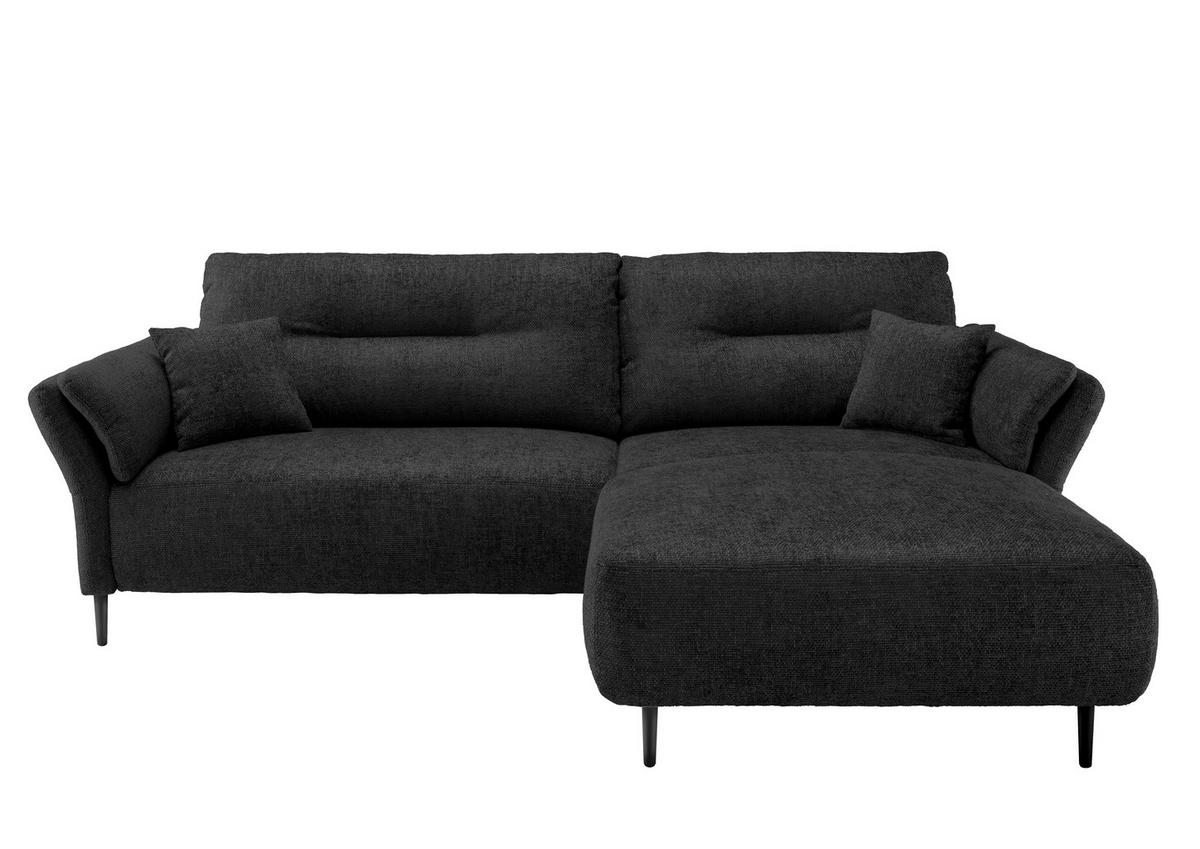 ECKSOFA in Struktur Schwarz  - Schwarz, Modern, Holz/Textil (269/172cm) - MID.YOU