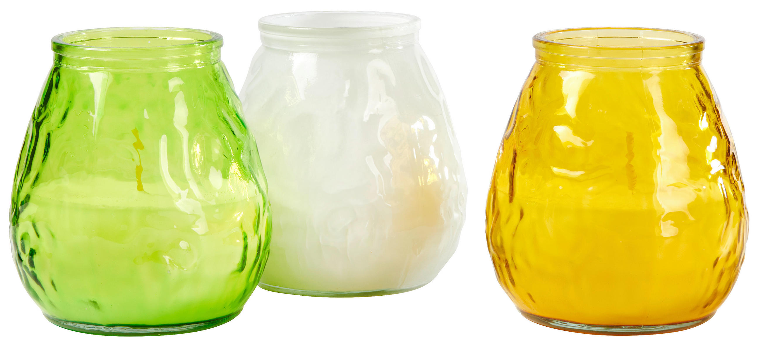 KERZE IM GLAS - Weiss/Gelb, Trend, Glas/Naturmaterialien (9,5/9,5/10cm)