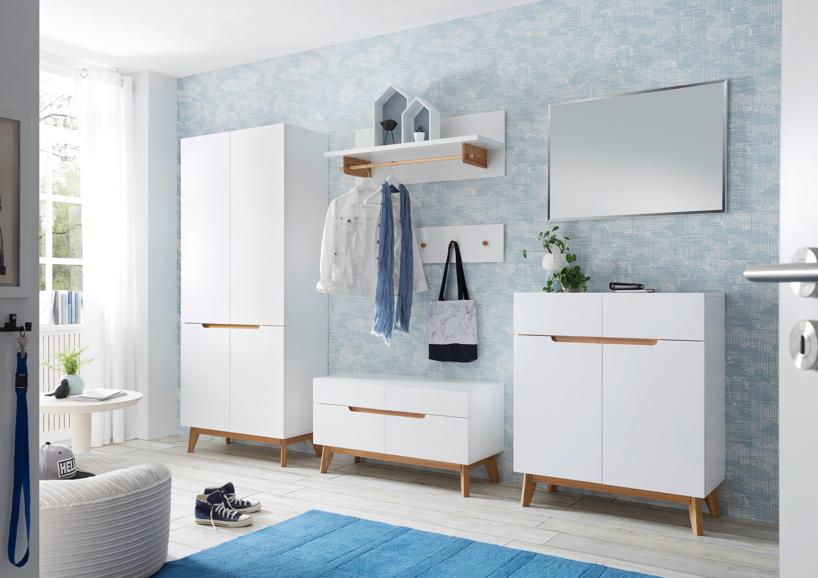 GARDEROBENSCHRANK 85/196/40 cm  - Eichefarben/Weiß, Design, Holz/Holzwerkstoff (85/196/40cm)